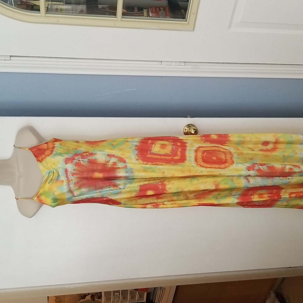 California Grown Tie Dye Maxi Dress Brightly Colored Size Large